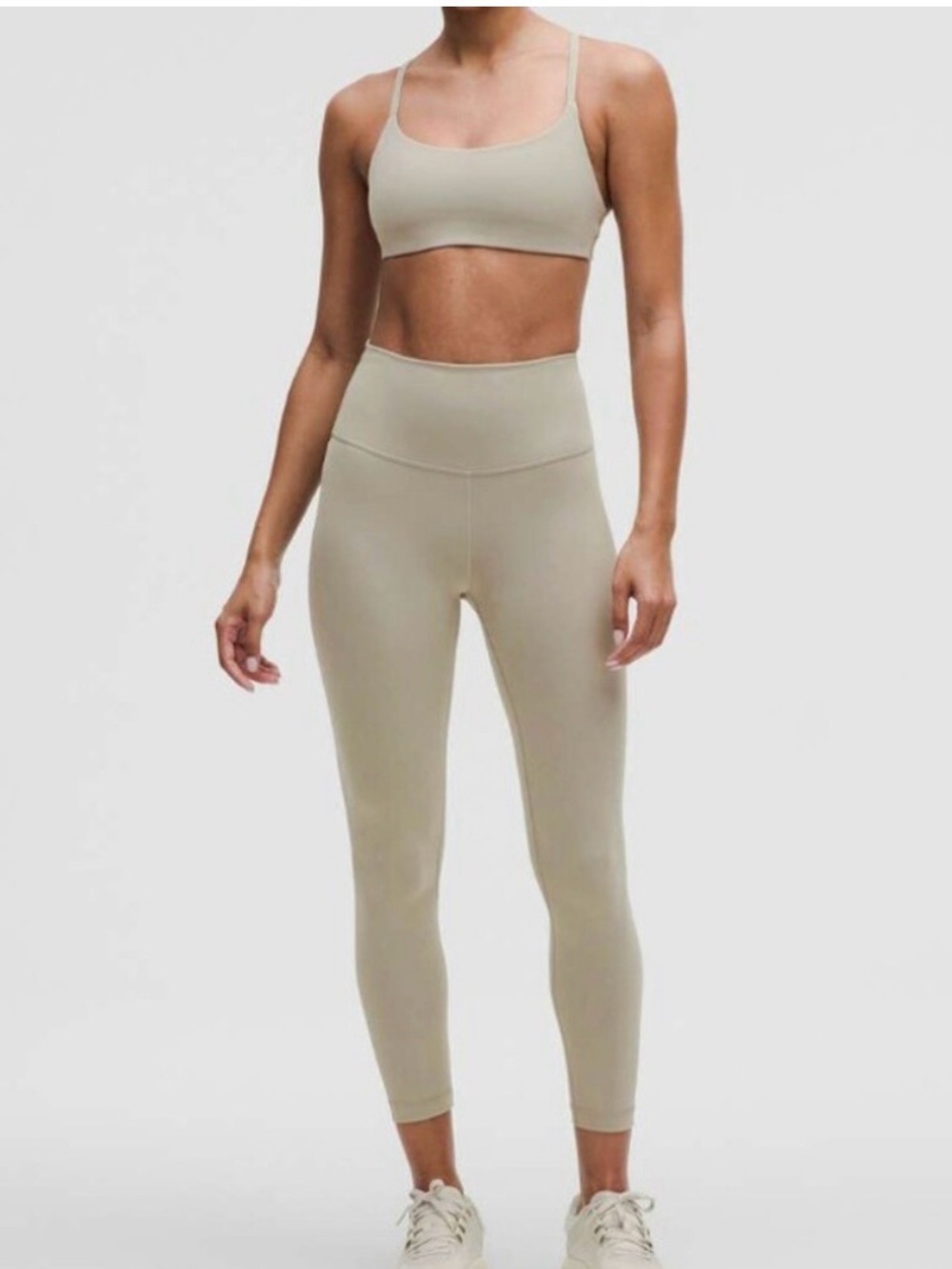 Lululemon workout set flow y bra and wunder train legging in riverstone Pilates